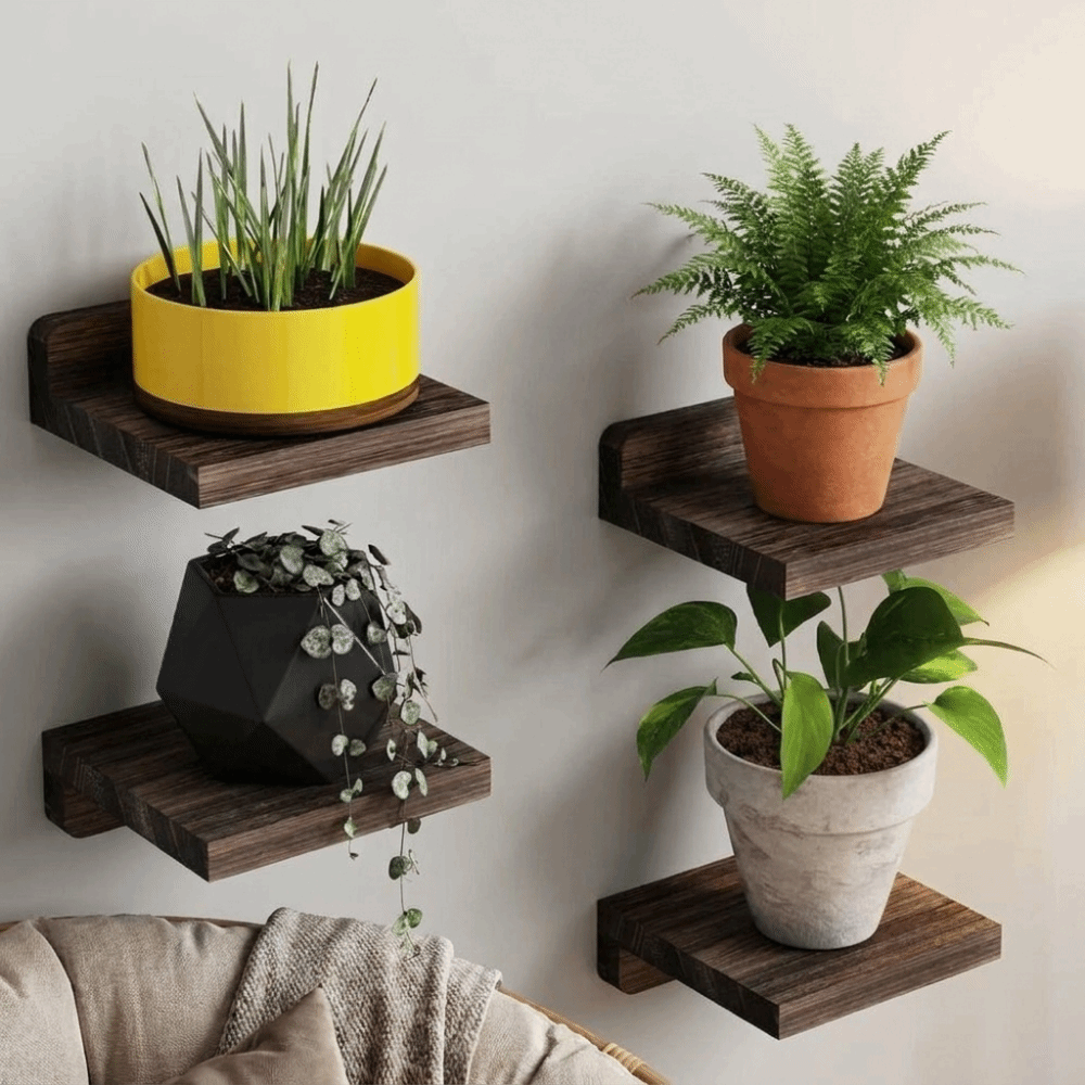 Flower Wall Panel - 4 STKS Houten kleine zwevende planken