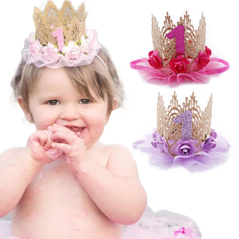 Party Hat Cone - 1e verjaardag kroonhoed bloem prinses kroon